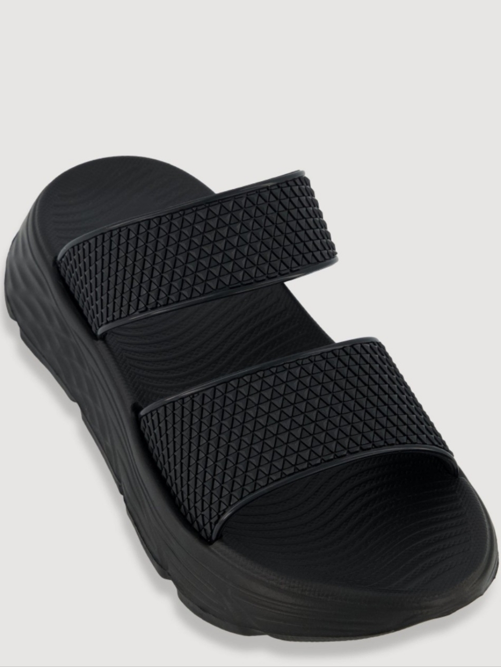 Black Double Strap Platform Slide Sandals
